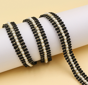 Handmade Fancy Thêu Hạt Ngọc Trai Pháp Ren Trims Cho Cổ Điển Hoa Dệt Quần Áo Chỉnh Trang - Product Image 3