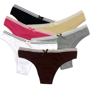 Yun Meng Ni <strong>Sexy</strong> Underwear Striped Printed Belt <strong>Girls</strong> Briefs Bikini Cotton <strong>Panty</strong> - Product Image 1