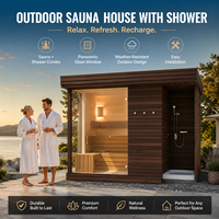 Sauna traditionnel carré en bois pour l'extérieur, combinaison sauna vapeur et douche vapeur