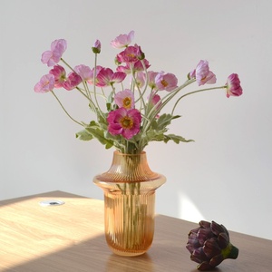 All'ingrosso di lusso imitazione fiore di papavero e papavero che si floccano rose artificiali di alta qualità decorazione di fotografia di laurea di nozze - Product Image 4