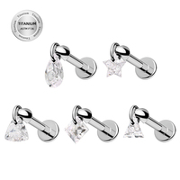 Toposh ASTM F136 g23 Zircon Fleurs Rock Sans Fil Push In top Anneaux balancent titane oreille Labret piercing