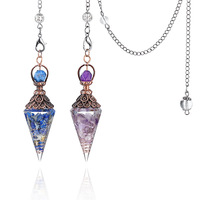 Pendentif pendule en cristal incrusté personnalisé, style européen et américain, cône hexagonal, diamant, yoga, méditation, résine FM