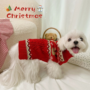 Dog Sweater Acrylic <b>Knit</b> Warm Gingerbread Elk <b>Pattern</b> Holiday Apparel <b>for</b> Small Dogs Cats Winter Wholesale - Product Image 4