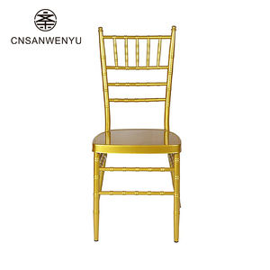 Großhandel Luxus Weißgold Stahl Eisen Metall Bankett Stapelbar Moderner Event Hochzeitsstuhl Tiffany Chiavari Stühle für Veranstaltungen - Product Image 2