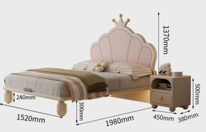 Letto per Bambini Imbottito Rosa Principessa con Cassetti Contenitori - Testiera a Corona per Camera da Letto Moderna - Product Image 6