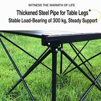 Table de camping pliable portable avec pieds réglables, table légère pour l'extérieur, jardin, patio, voyage, plage, pique-nique