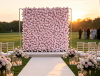 Panel Dinding Bunga Buatan 3D dari Kain, Latar Belakang Floral untuk Dekorasi Foto Pesta Pernikahan