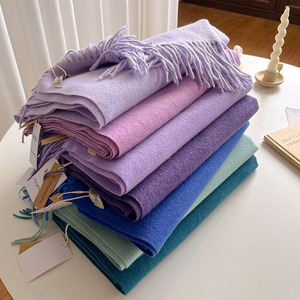 2026 Premium Custom <strong>Wedding</strong> Imitation Cashmere Scarf Winter Warm Solid Color Tassel Shawl Wrap for Women Long Thick <strong>Pashmina</strong> - Product Image 2