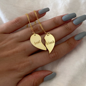 Dây Chuyền Vàng Đơn Giản Bằng Thép Không Gỉ 2023 Vòng Cổ Mặt Dây Chuyền Trái Tim Dễ Vỡ Cho Cặp Đôi Bạn Thân Thời Trang Cho Nam Nữ - Product Image 1