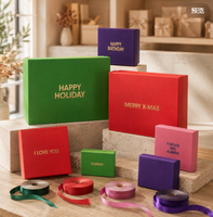 Coffret Cadeau Carré Rigide en Carton Fait Main, Design Suédois de Luxe, Portable, Écologique, avec Slogan Gaufré Doré – Idéal pour Boutiques de Cadeaux