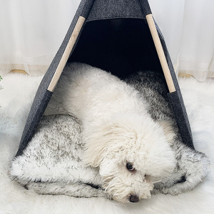 접이식 애완동물 텐트 고양이 강아지 집 펠트 동굴 침대 패딩 매트 포함, 간편한 보관 - Product Image 4