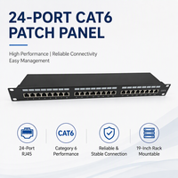 Panel Patch Jaringan 24-Port Cat6 RJ45 1U 19 Inci FTP Berlapis Emas dari Baja Canai Dingin, 750 Kali Penggunaan untuk Penggunaan Industri