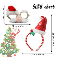 Pafu topi Natal bando 2 buah, topi Glitter putih mewah & kacamata Santa lucu untuk anak-anak dewasa, aksesori kostum pesta