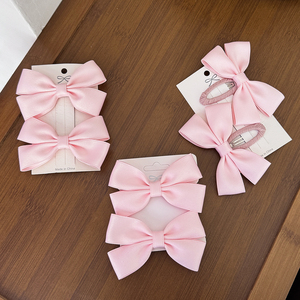 SASAACC韓国風ピンクの弓ヘアクリップとヘアバンドセット、ベビーBBクリップ、甘くてかわいいプリンセスヘアアクセサリー - Product Image 1