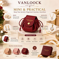 Pochette à bijoux mini en PU de luxe, emballage cadeau élégant et portable pour bagues, boucles d'oreilles, colliers, cuir PU de haute qualité