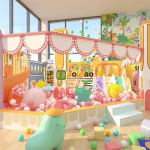 Aoleao Aire de jeux intérieure personnalisée 3 ans et plus avec piscine à balles, toboggan spiralé et trampoline, équipement de jeu souple pour enfants, certifié CE TUV - Product Image 1