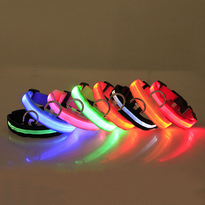 Wholesale Pet accessories nylon webbing pet dog led collar light night led dog collar usb rechargeable