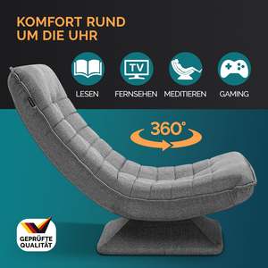 Floor Chair Adjustable Backrest 360&deg; Rotatable Foldable 150 kg Load Capacity Padded Living Room Gaming Relax Floor Chair Black - Product Image 5