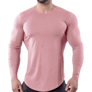 Camisetas de manga larga de colores para hombre, camiseta lisa informal de talla grande, camisetas deportivas para entrenamiento muscular, impresión personalizada - Product Image 1