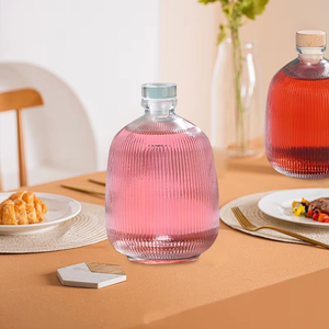 Botella de bebida de vidrio transparente de 375ml, tapa de corcho, serigrafía plana de flor de melocotón para licor jugoso, vino, <span class=keywords><strong>whisky</strong></span>, Vodka, Tequila - Product Image 3