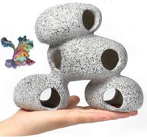 Cichliden Rock Cave Aquarium Decoraties Hars <span class=keywords><strong>Betta</strong></span> Vis Hideout Stapelbare Kleine Aquarium Steen Hideaway Decor Ornament - Product Image 6