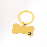 Porte-clés personnalisable en acier inoxydable avec empreinte de patte colorée, gravure laser de logo, plaque d'identification pour chien, porte-clés DIY