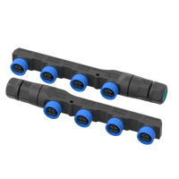 Modules d'éclairage extérieur DC Power Input Assembly Cable Quick Connector M15 4 Ways Cable Splitter 2Pin Female Socket IP67
