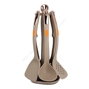 Juego de utensilios de cocina de nailon recubierto de silicona CXT602 al por mayor, herramientas de cocina para el hogar, cuchara para sopa de grado alimenticio - Product Image 1