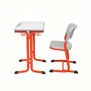 Conjunto de Escritorio y Silla Escolar Resistente con Patas Antideslizantes, Tablero Blanco y Patas de Acero Naranja, para Jardín de Niños y Escuela Secundaria - Product Image 6