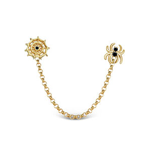 Loto all'ingrosso 14k in vero oro massiccio ragnatela di Halloween catena ciondolo cartilagine Clikcer orecchini corpo Piercing gioielli - Product Image 2