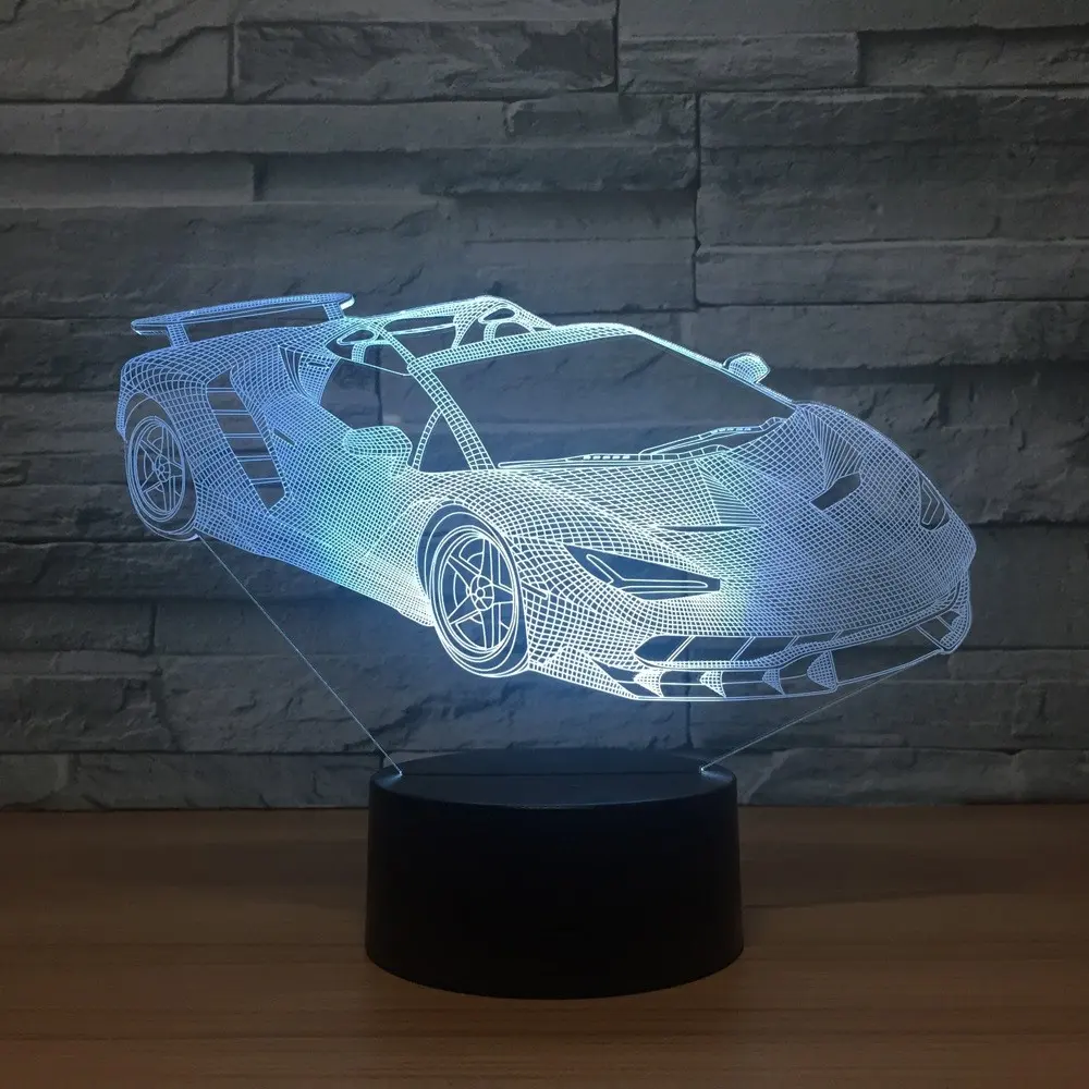 スポーツカー3Dランプ7色LEDナイトランプキッズタッチLed Usbテーブルランパラランプベビー睡眠誕生日ギフトドロップシッピング