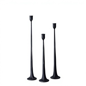 Tall Size <b>Black</b> Iron <b>Candlestick</b> Holders Set of 3 Tapered Design for Home Wedding Decoration Durable Candle Holder - Product Image 1