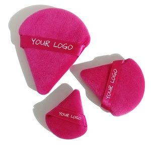 Lot de 3 houppettes de <span class=keywords><strong>maquillage</strong></span> en velours rose et noir, accessoires de beauté personnalisables avec logo, pour poudre libre – Vente chaude - Product Image 1