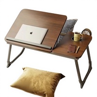 Table de chevet pliable, petit bureau pour ordinateur portable réglable en hauteur, cadre métallique extra large pour dortoir d'étudiant, chambre à coucher, bureau à domicile