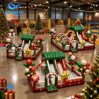 Château gonflable géant commercial d'extérieur pour Noël avec toboggan, grand combo de jeux gonflables pour enfants, parc d'attractions