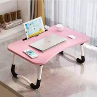 Support ergonomique pour ordinateur portable, pliable, réglable, en bois, invisible, rose, pour bureau