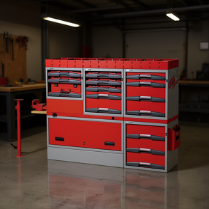 Armoire à outils 5006 E5 rouge avec plusieurs tiroirs et portes pour le rangement en atelier - Product Image 3