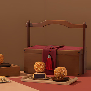 Bamboo Wood Mooncake Box Rectangle Handmade Chinese Gift Packaging With Bottle Compartment Customizable For Mid Autumn Festival - Product Image 4