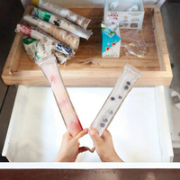 Sacs d'emballage transparents pour bâtonnets de glace DIY, imprimés en héliogravure, en PE, avec fermeture éclair, jetables, pour jus et glaces