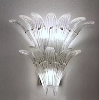 JYLIGHTING Vintage Palmatte Lustre Applique Murale Fantaisie Murano Verre Clair Lampe de Chevet