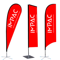 Drapeau de plage en polyester imprimé sur mesure, couleur personnalisée, forme goutte d'eau, avec mât en fibre de verre complet, bannière publicitaire promotionnelle