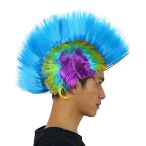 Perruque Mohican Punk pour Fête d'Halloween, Nouveauté 2026, en Fibre Protéinée, Effet Lisse et Ondulé, Accessoire Cheveux Gold Bell - Product Image 2