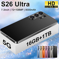 Smartphone S26 Ultra Android 13 5G 12GB 512GB 7.3 Pulgadas 64MP Cámara de Belleza 10 Núcleos Doble SIM Desbloqueo Facial