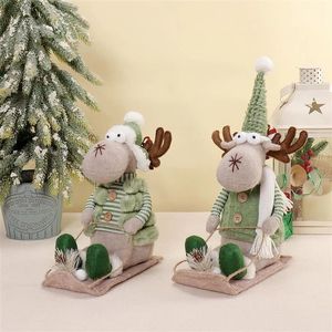 Juego de 2 Ciervos Navideños en Trineo de Peluche, Decoración Festiva de Invierno para el Hogar - Product Image 1