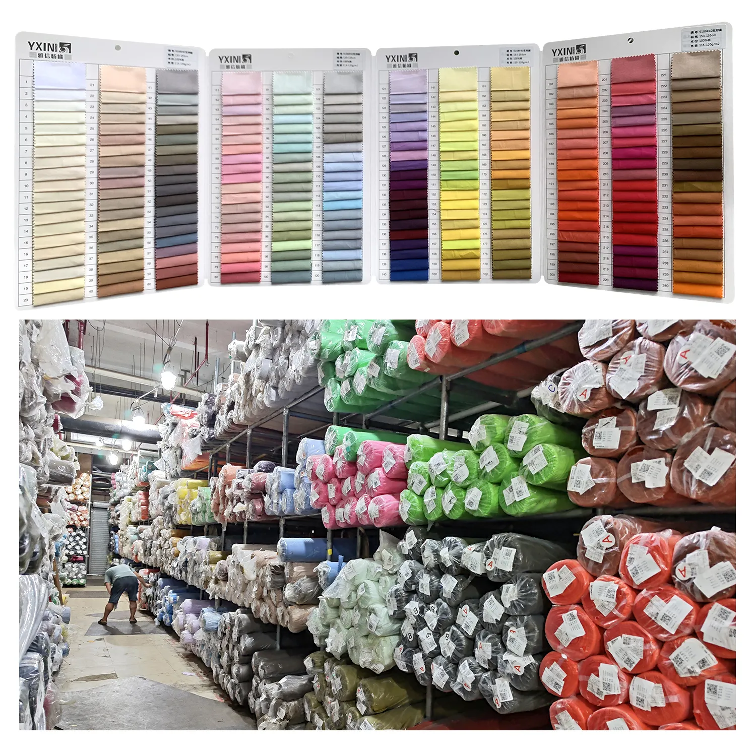 Guangzhou Textile Fabric 400 Color Stock Preço por atacado Sólidos Poplin 100 Algodão Tecido para Vendas Online