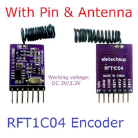 RFT1C04 Decodierungs-Fernbedienung DC 3,3V 5V 4CH AES-Verschlüsselungs-Encoder-Steuermodul 433M ASK OOK RF Drahtloses Transceiver-Board