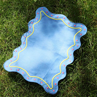 Set de table en lin brodé personnalisé, bord festonné ondulé, coloré, décoration de table