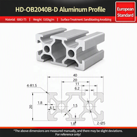 Profilé d'extrusion en aluminium à fente en T HD-OB2040B-D 20x40 6063-T5 pour cadres d'automatisation industrielle, établis et systèmes de convoyage