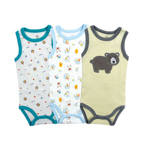 <span class=keywords><strong>Pyjama</strong></span> d'été sans manches pour bébé pour nouveau-né 3-24 <span class=keywords><strong>mois</strong></span> Onesie Animal Bouton pression pour garçons filles 3pcs - Product Image 5