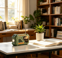 FM-Radio 18650 Lithium-Ionen Tragbares Akku-Heimradio HOCHLEISTUNGS-Solar-Handkurbel-Notfall-Wetter-AM-WB-Radio für Klettern